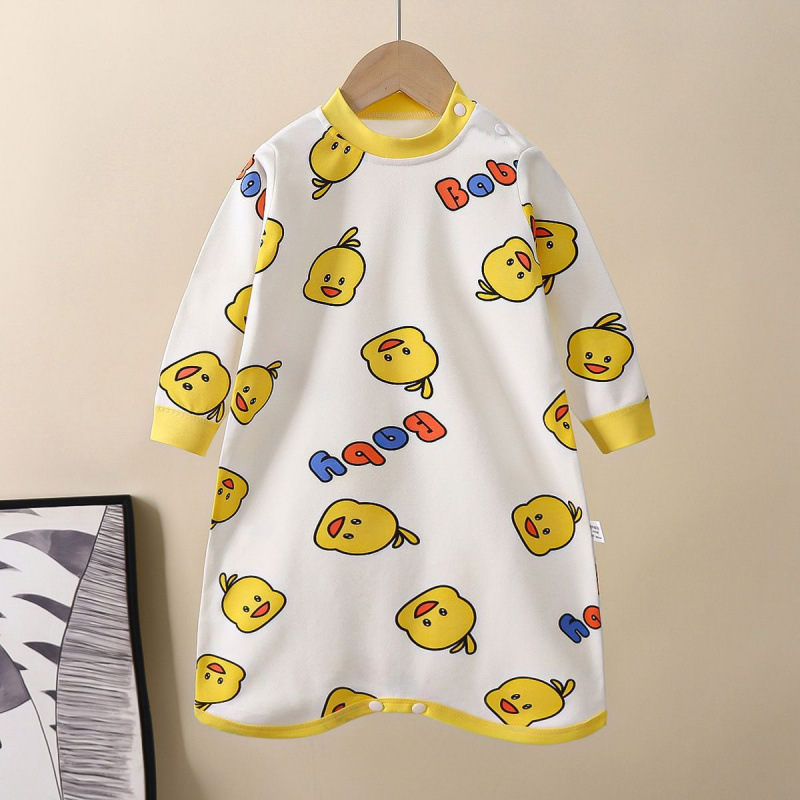 Baby Spring and Autumn Sleeping Bag, Long-Sleeved, Anti-Kick, Universal for Boys and Girls, Home Clothes, Infant Cotton Sleep Robe