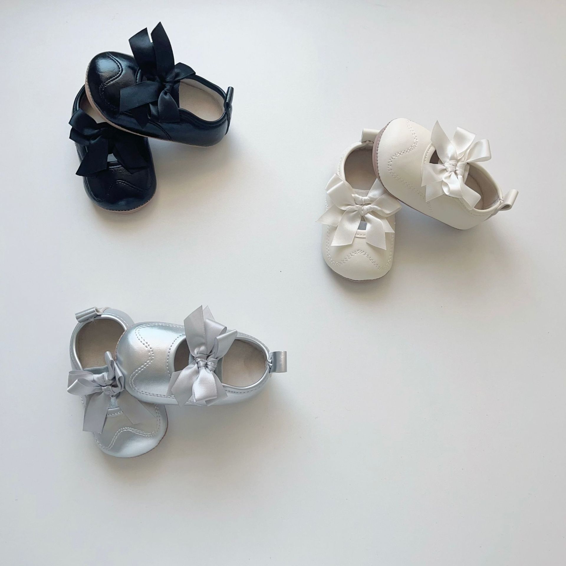 Ins Winter Baby Girl's Velvet Shoes Korean Style Bow Princess Shoes Baby Velcro Non-Slip Toddler Shoes