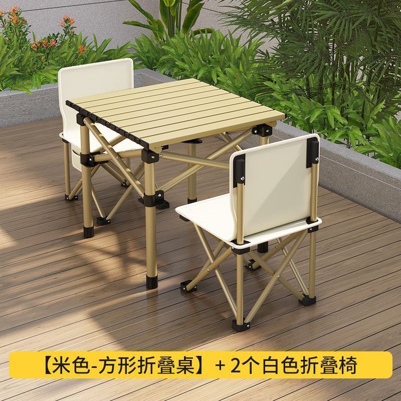 Mesa y silla plegables, set portátil de campamento al aire libre, picnic, un conjunto completo de rollos de huevos, cabina, equipo de mesa perezosa, comercio exterior