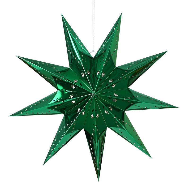 Decoración navideña Estrellas Linterna de papel Iluminación de estrella de cinco puntas Candelabro Árbol de Navidad Decoración navideña Colgante de estrella de nueve puntas
