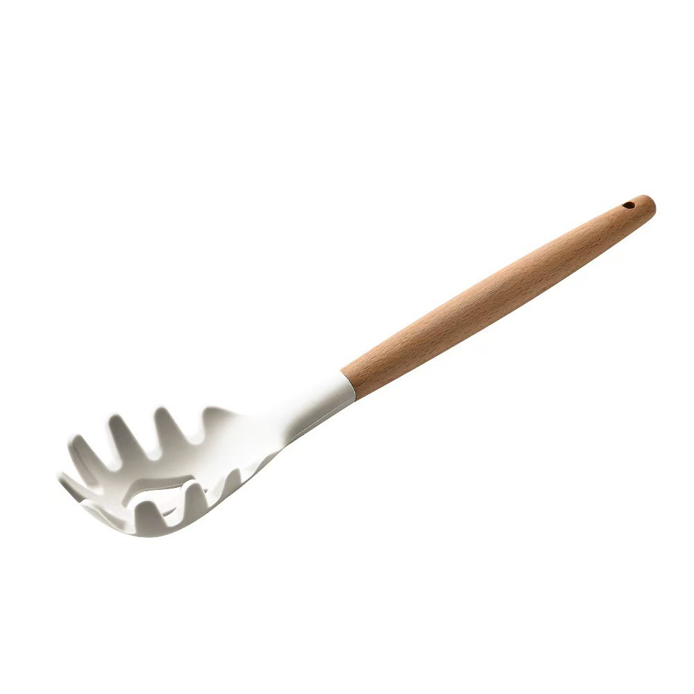 Espátula de Silicona para Cocina de Silicona de Grado Alimenticio y Madera Resistente a Altas Temperaturas y Antideslizante
