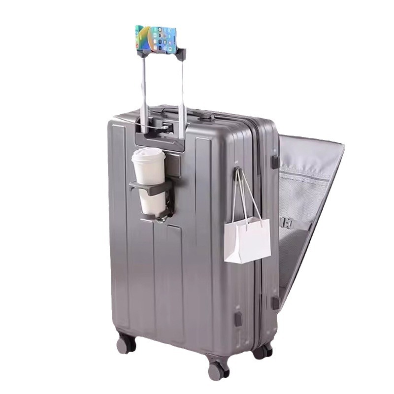 Nuevo tipo de maleta multifuncional con cubierta delantera para mujeres y hombres, caja de tirón 280.000 ruedas de negocios, caja de cifrado duradera