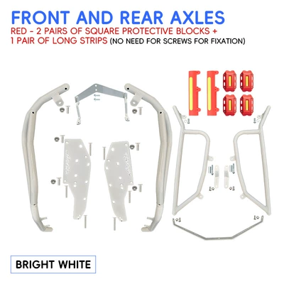 Motorcycle bumper, pipe bumpers, rear rack, silver - whiteenhanced-front-bumper-rear-bumper-red-protective-block