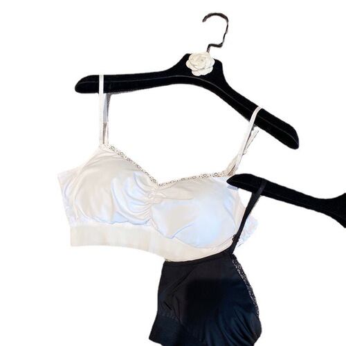 New Ice Silk Beauty Back Bow Wrap Bra Sexy Push-up Lace Bralette Backless Top for Girls