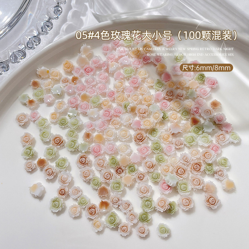 高光混彩ツバキの花の爪の装飾の極光のネイルの小さい花のアクセサリーの真珠の鋼の玉は樹脂のドリルを飾ります。|undefined