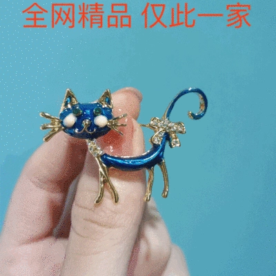 Foreign trade clothing accessories European and American fashion oil dripping cat brooch wholesale high-grade enamel color anti-light cartoon pin