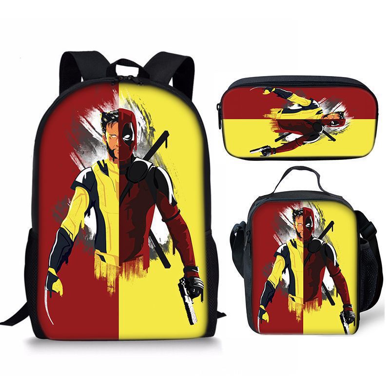 Nuevo deadpool Deadpool paquete de comida de tres piezas bolsa de lápices estudiante mochila de bebé Amazon lindo todo fósforo portátil