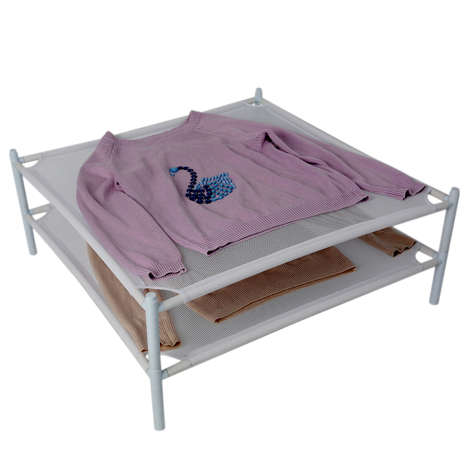 Suéter secado neto sola capa apilable hogar granos productos secos tendedero ropa secado neto bolsillo azulejo secado neto