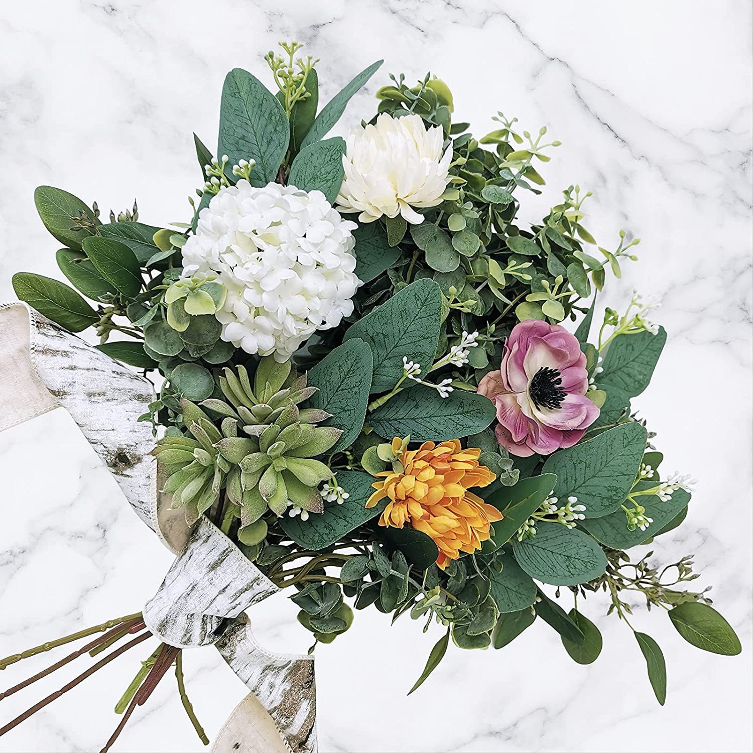 Pieza única de simulación exclusiva transfronteriza con arreglo floral decorativo de eucalipto de frutas hojas de eucalipto Rama corta con fabricante de hojas de dinero de frutas