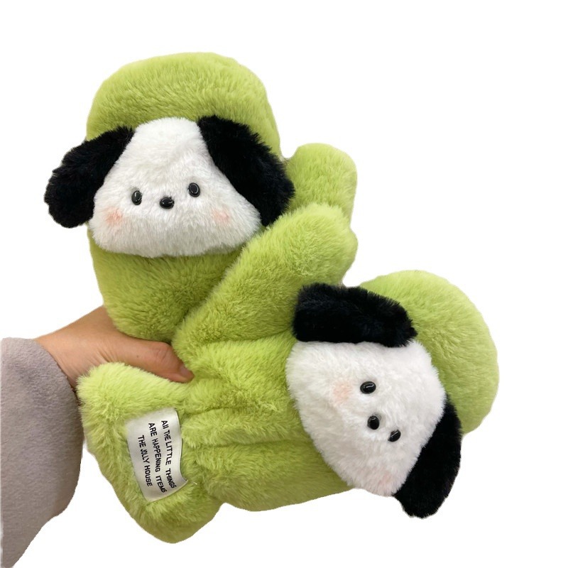 Patchard perro lindo felpa perro guantes niña invierno ciclismo frío estudiantes guantes calientes puede ser colgando cuello