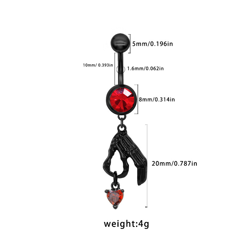 Halloween Bauchnabelpiercing Mit Herzförmigem Zirkonia Dunkel_voghion.com