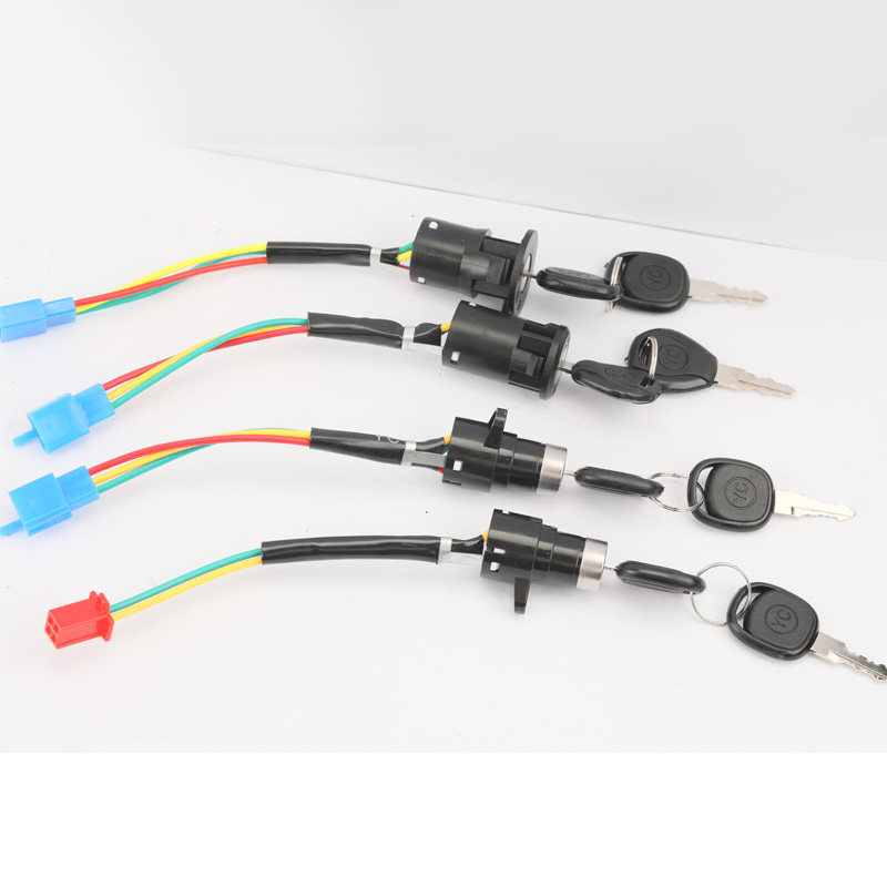 [Wholesale] Electric Vehicle Power Lock Key Switch, Universal for Three-Wheel Vehicles, Three-Wire Lock with Large, Medium, and Small Heads, 10 Pieces Wholesale
