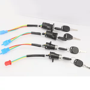 [Wholesale] Electric Vehicle Power Lock Key Switch, Universal for Three-Wheel Vehicles, Three-Wire Lock with Large, Medium, and Small Heads, 10 Pieces Wholesale