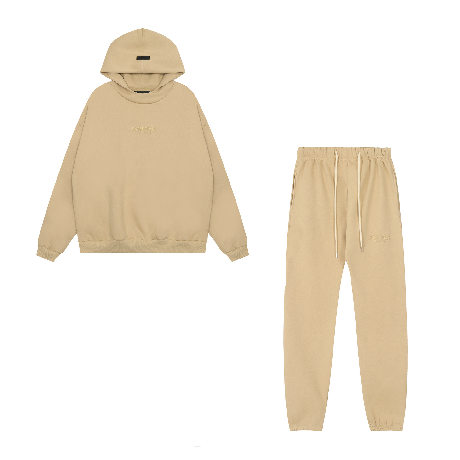 FOG High Street doble línea ESSENTIALS letras de silicona estéreo más suéter con capucha de terciopelo traje de pantalones casuales de moda