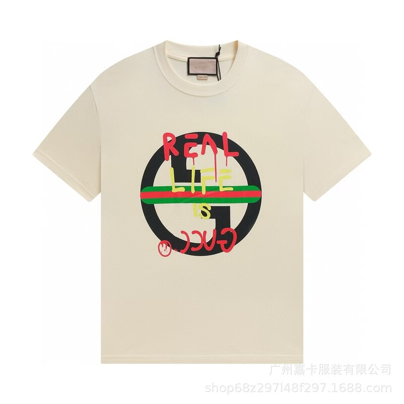 クロスボーダーハイエンドGファミリーTシャツラウンドネックフロントロゴ柄シリーズカジュアル男女同型半袖Tシャツ|undefined