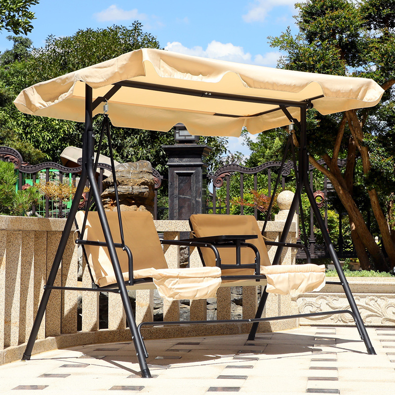 Sillón de patio al aire libre columpio al aire libre doble balcón casero silla de caña ocio mecedora hamaca de hierro forjado cuna