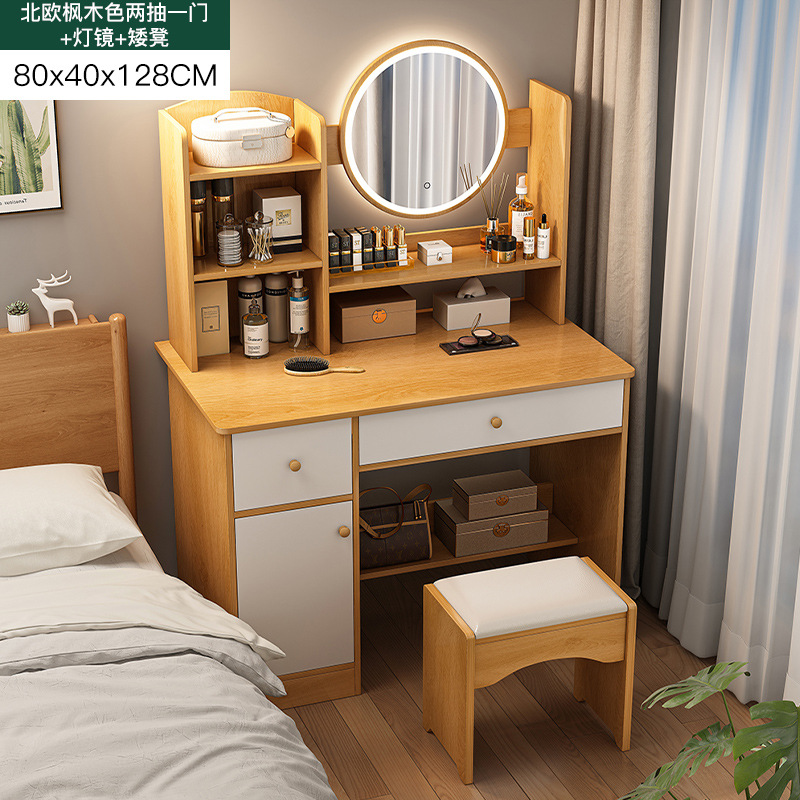 Tocador dormitorio simple moderna pequeña mesa de maquillaje espejo gabinete de maquillaje nuevo apartamento pequeño dormitorio principal mesita de noche mesa de maquillaje