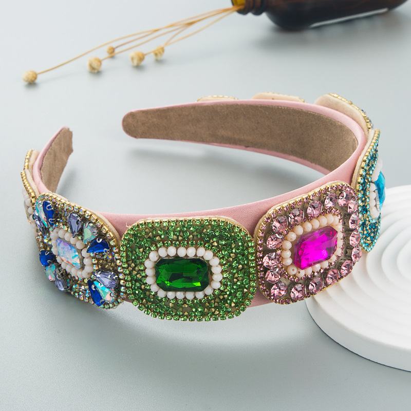 Fashion Vintage Contrast Color New Bright Crystal Baroque Hairband Wholesale display picture 4