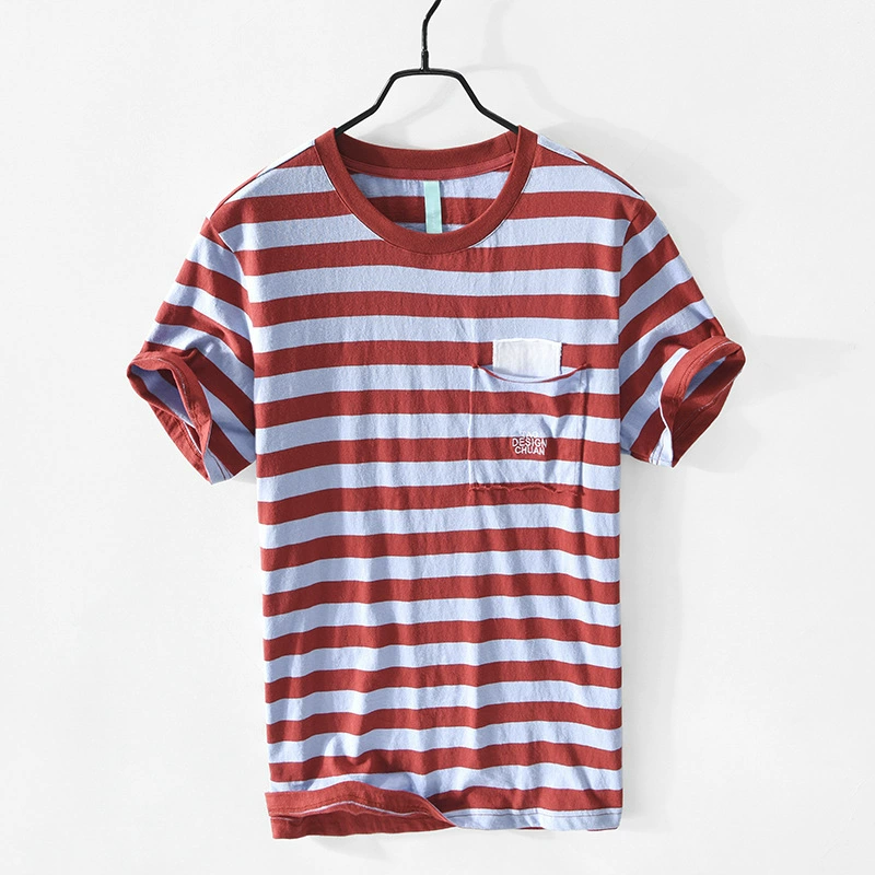 Z551 весна и лето новые мужские хлопчатобумажные повседневные полосатые футболки с короткими рукавами