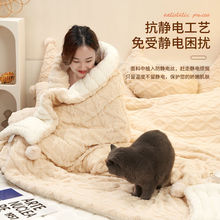 毛毯蓋被加絨加厚冬天三層蓋腿毯保暖羊羔絨被子空調毯子午睡毯子
