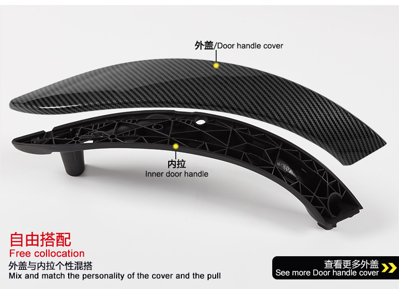 Suitable for Bmw 3 Series 4 Series Carbon Fiber Pattern Door Handle 320Ligt Interior Armrest F30 F35 Interior Door Handle