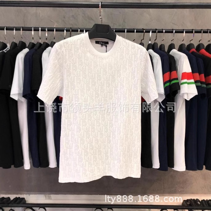 Dijia Full-Print Logo Trendy Brand Men's and Women's Sports Casual Round Neck Short-Sleeved T-Shirt Tops, One-Piece Drop Shipping, Casual and Versatile