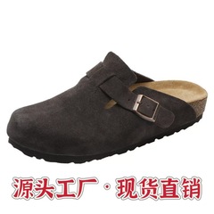 三喜同款真牛皮男士勃肯鞋纯源休闲舒适复古软木厚底包头拖秋冬款
