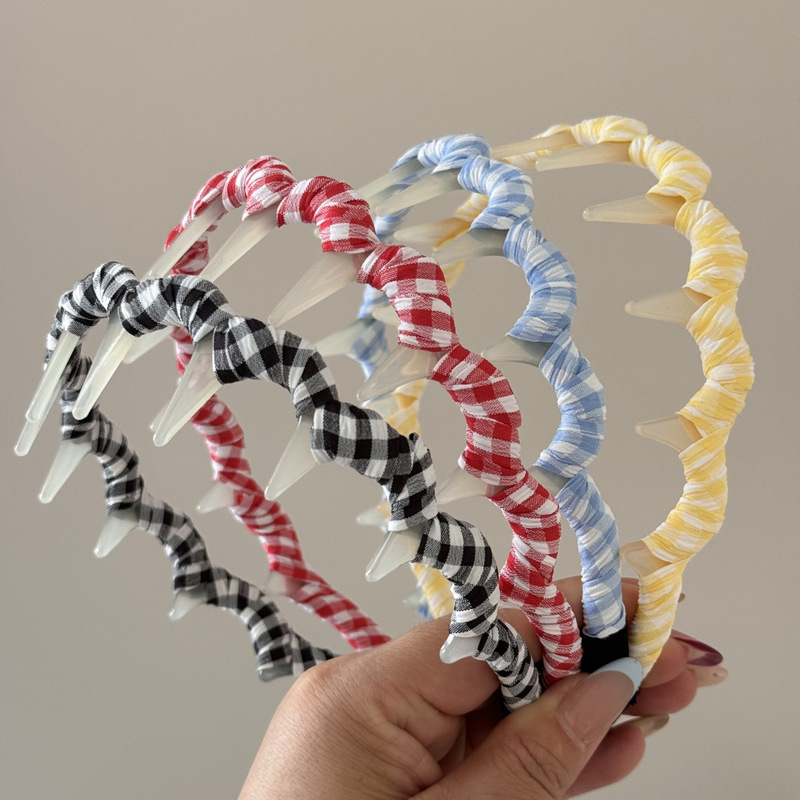 ドーパミンカラーチェック柄生地巻き取りヘアクリップヘアクリップ大容量シャーククリップヘアアクセサリー|undefined