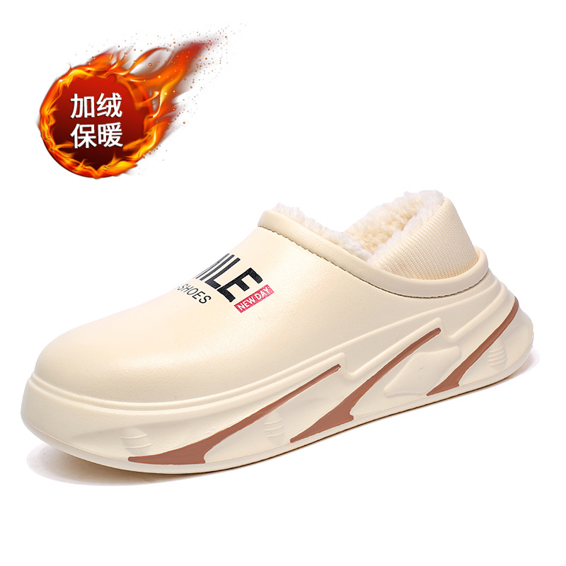 Invierno nuevo estilo de moda zapatillas de algodón bolsas de pareja tacones impermeables y terciopelo calentamiento zapatillas de algodón para hombres y mujeres