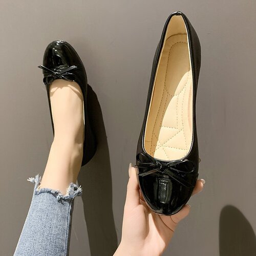 Spring Korean Style Round Head Flat Fashion Casual Plus Size Women's Low-Top Casual Bowknot Women's Single Shoes