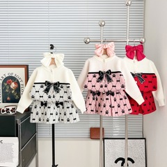 2024秋冬新款女童毛衣套裝甜美小香風兩件套外貿熱銷外套女寶寶