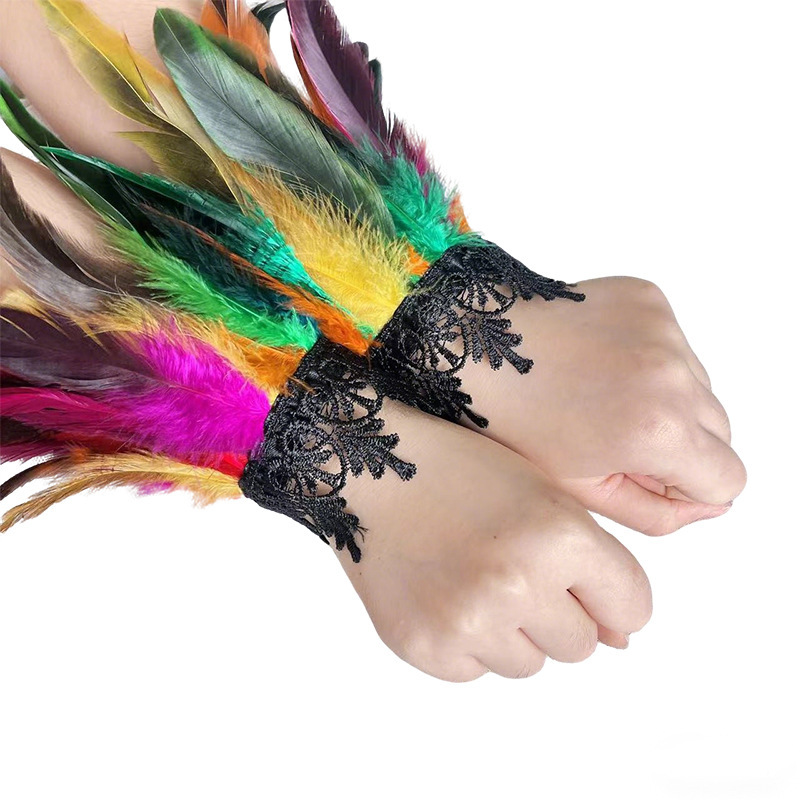 Amazon Cross-Border Lace Feather Bracelet Masquerade Party Bohemian Gothic Style Wristband Accessories