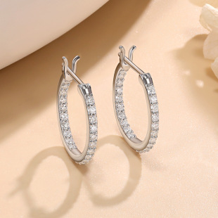 Cross-border new moissanite earring S925 sterling silver plated 18K gold high-grade full diamond earrings foreign trade moisan earrings