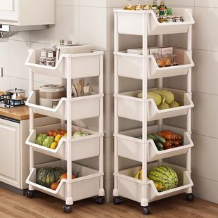 Kitchen storage rack floor-standing multi-layer storage rack vegetable trolley multi-functional fruit and vegetable basket storage rack