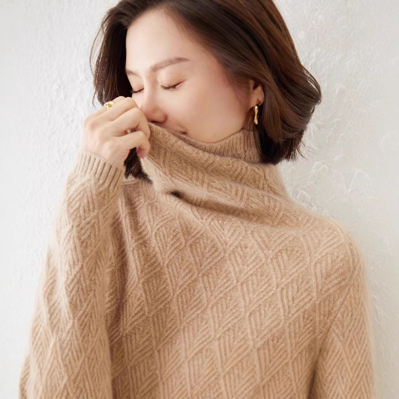 Directly from the Manufacturer: Pile Collar Sweater with A-Lantern Texture, Soft and Skin-Friendly, Comfortable and Warm Knitwear for Layering