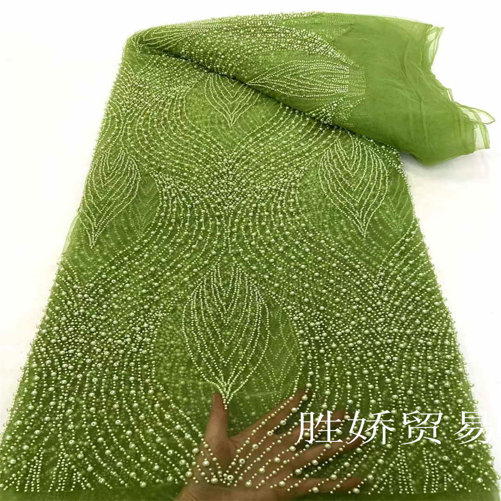 Francia moda pesada cuentas de clavos bolsas de tela de encaje vestido de boda tela de tela de encaje DIY