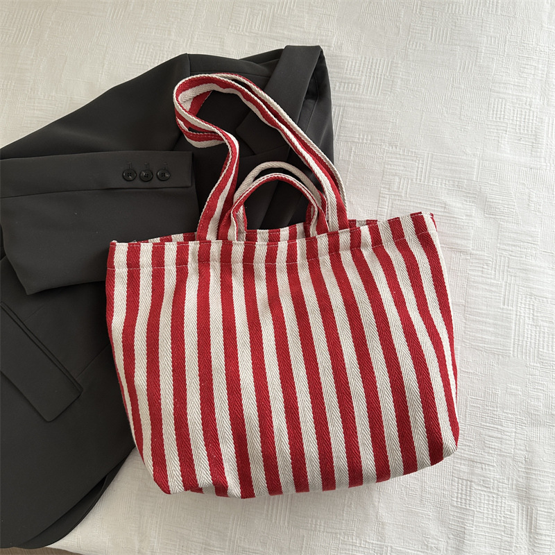 2024 estilo estilo estilo estilo coreano retro bolso de mano simple pequeño fresco de moda gran capacidad bolso de hombro a rayas