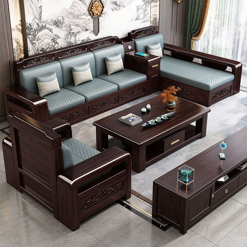 Purple Sandalwood Solid Wood Sofa Set, Chinese Style, for Home Living Room, Small Apartment, Dual-use for Winter and Summer, Carved Storage Furniture Factory