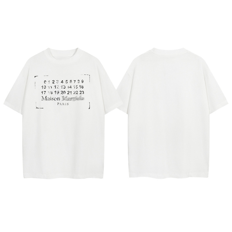 夏の新型クロスボーダーMM6アルファベット数字半袖男女カップルゆるい丸首純綿tシャツ半袖潮牌|undefined