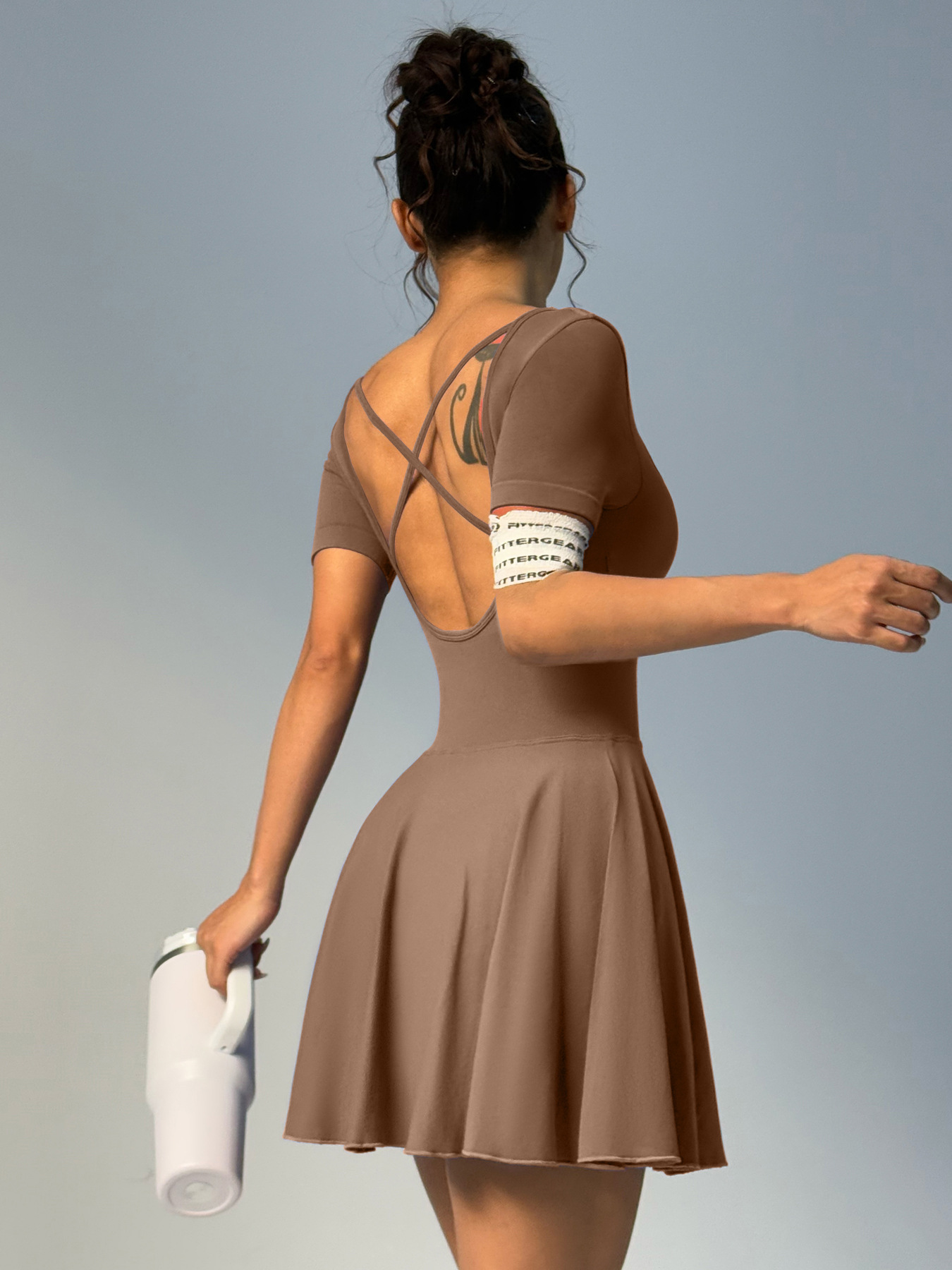 New Clothes Cross-border Sexy Back Golf Tennis Skirt Onesie Running Sports Anti-light Yoga Fitness Skirt_ecoleips.com