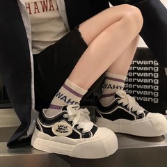 2025 ニッチデザインの小さな香りのキャンバス韓国風レースアップスポーツカジュアルスニーカー醜くてかわいいビッグヘッドパンシューズ
