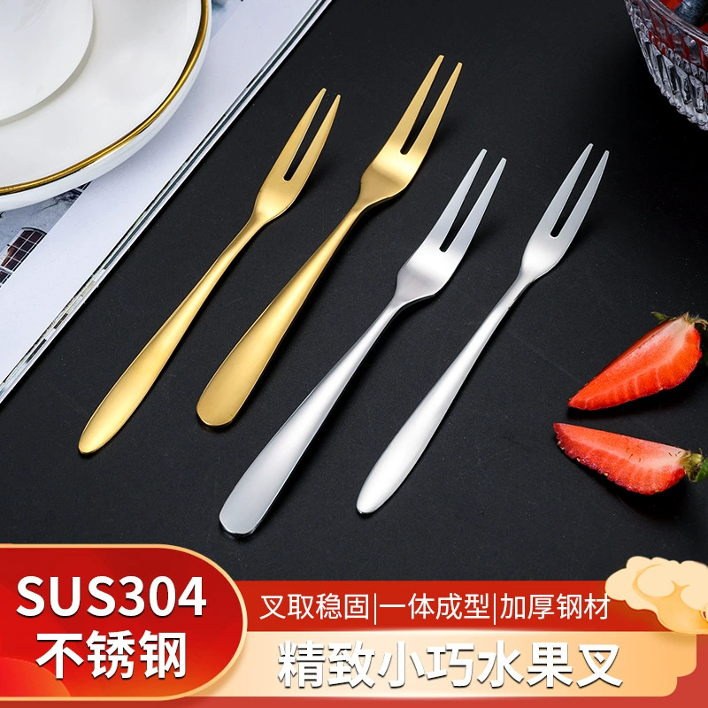304 вилка из нержавеющей стали высокая цветовая ценность интернет популярный Инс торт два зуба вилка для фруктов креативная Лунная вилка для торта закуска маленькая вилка