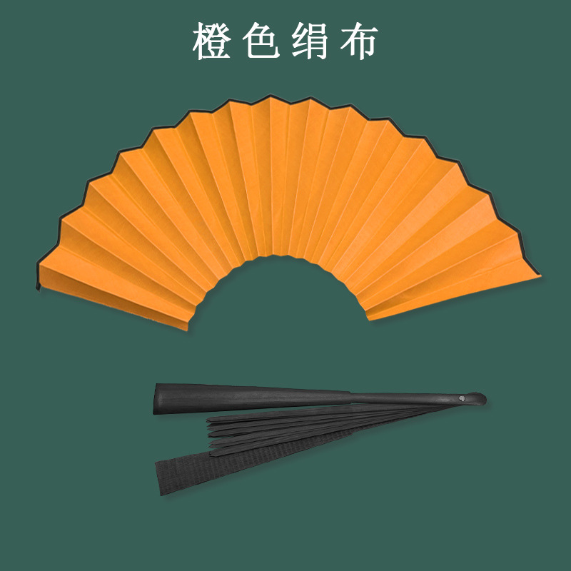 Tela de seda naranja de 10 pulgadas con huesos de abanico