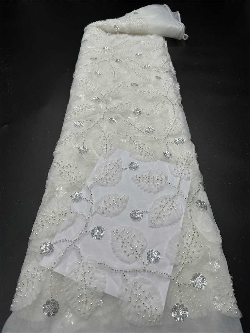 Fabricante de tela bordada 3Dembroidery moda vestido de novia fresco vestido de ropa infantil vestido de tela