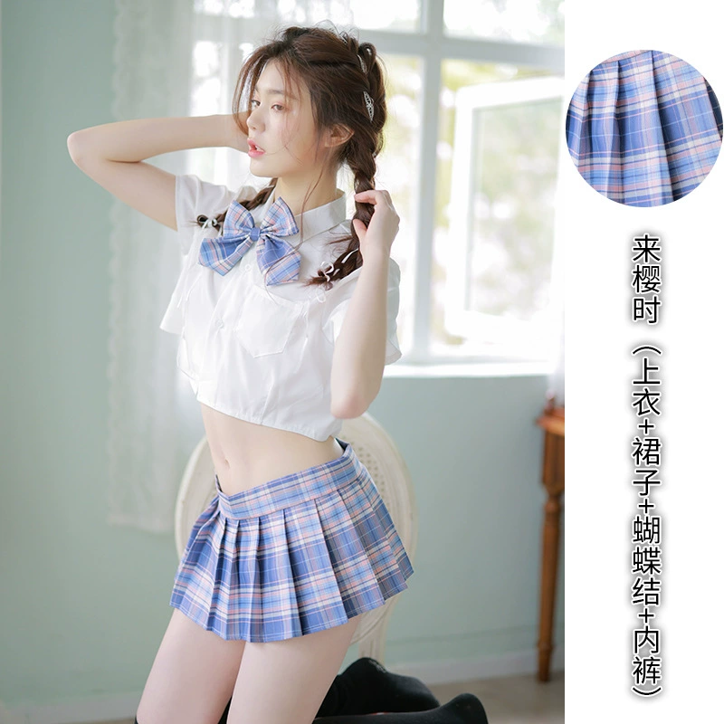 Sexy split transparent underwear, uniform for students, set