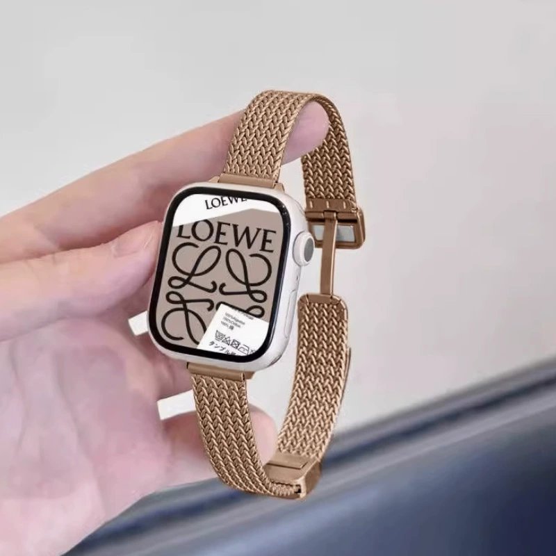 Подходит для Apple iWATCHSE3456789 поколения Xiaoman пояс пшеничный ухо магнитное поглощение человеческий характер сеть металлический ремешок часов