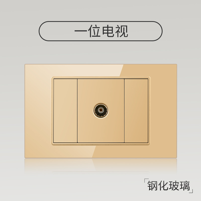 Taiwán estilo americano USB tipo-C interruptor de vidrio temperado dorado 118 tipo panel de toma de corriente de pared mexicana