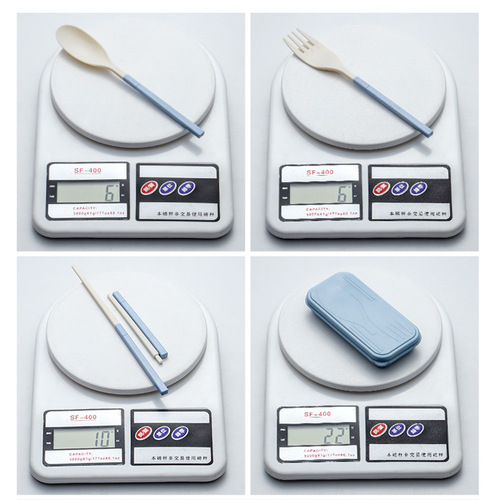 Folding Wheat Straw Tableware Set of Three (Spoon, Fork, Chopsticks) Portable Tableware Set with LOGO Printing Available