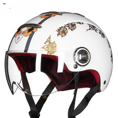 All Seasons, Half Helmet for Electric — Motosiklet dəbilqələri - s-bright-whitegolden-trumpet-flower-b105