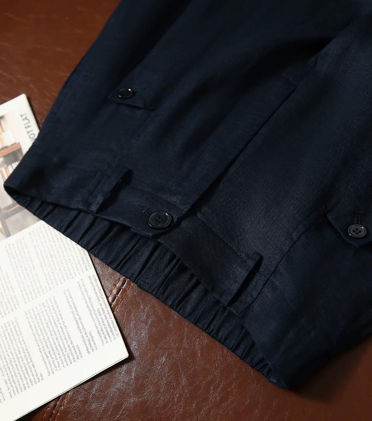 Quần culottes nữ ống rộng chất liệu linen mát mẻ mùa hè — Xanh lông mòng đen, màu trắng, màu mơ chi tiết 14